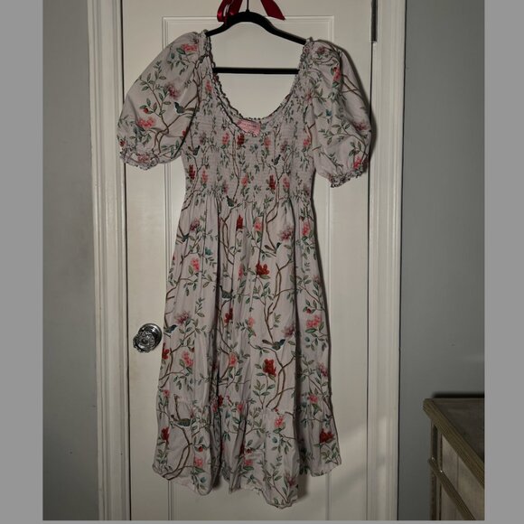 HILL HOUSE LIMITED EDITION DIANE HILL FLORAL CHINOISERIE LOUISA NAP DRESS MIDI - Picture 4 of 13